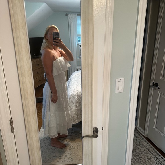 Lulu's White Ruffle Midi Dress - Picture 2 of 4